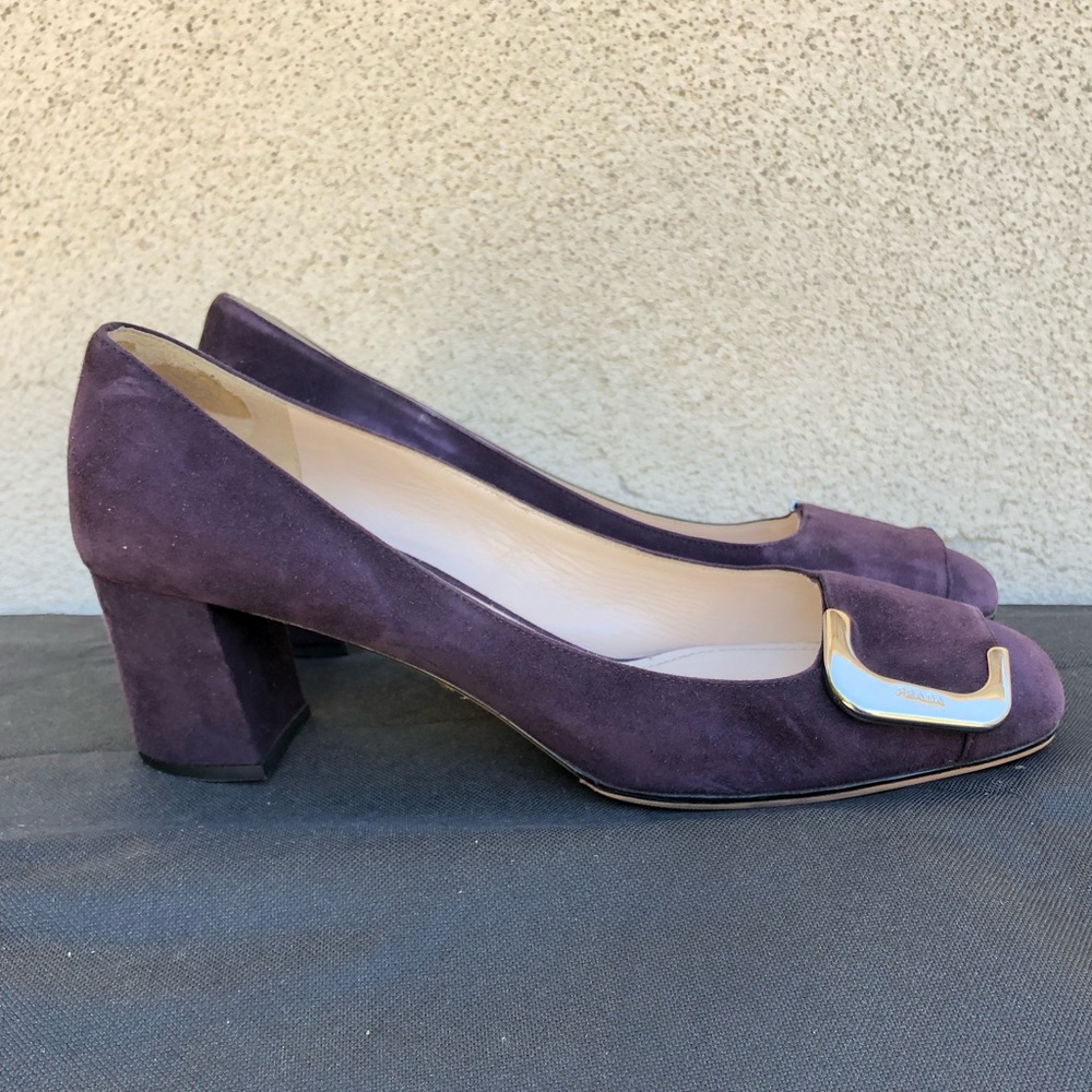 Prada Purple suede block heels
